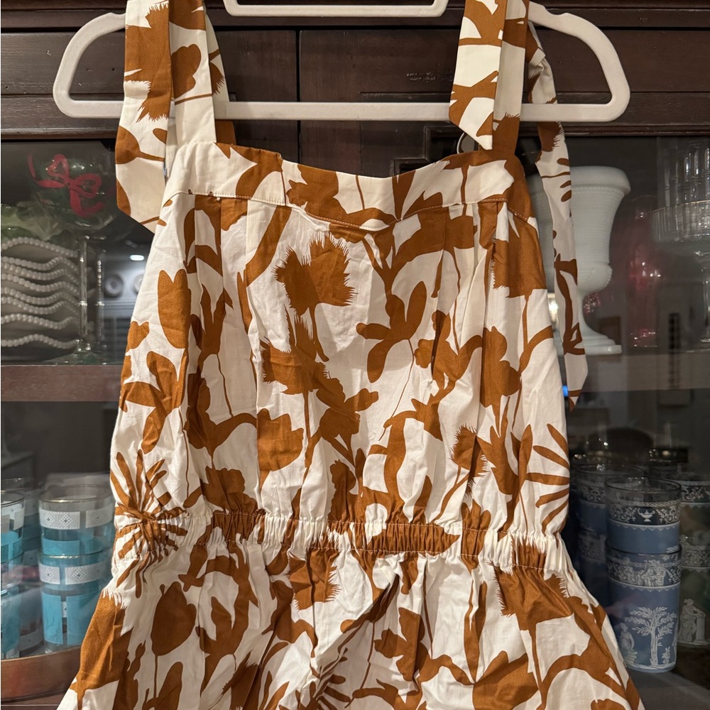 Anthropologie Brown and Cream Floral Top